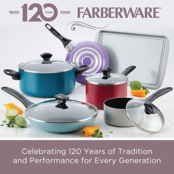 Farberware Dishwasher Safe Aluminum Nonstick Cookware Set, 15-Piece   Black - Image 20