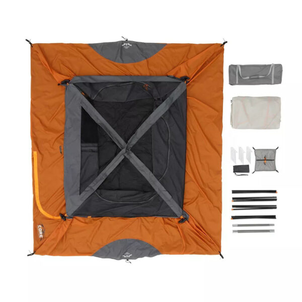 Core Equipment 6 Person Straight Wall Tent   Orange - Image 13
