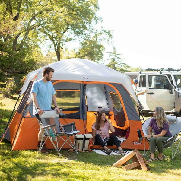 Core Equipment 6 Person Straight Wall Tent   Orange - Image 19