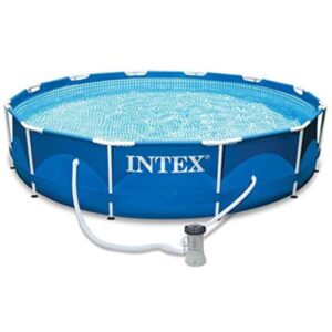 12 Ft x 30 Inches Metal Frame Set Above Ground Swimming Pool with Filter   Cover