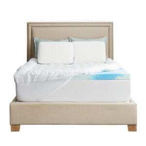 Sealy – 3 + 1 Memory Foam Topper with Fiber Fill Cover – Queen – Blue