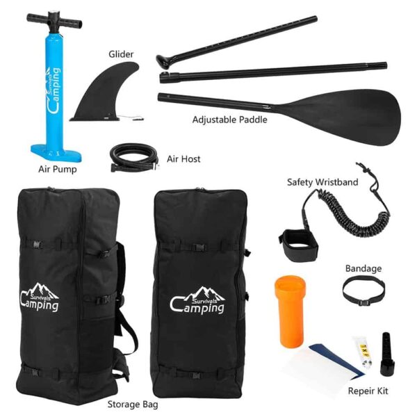 Campingsurvivals 11  Inflatable Stand Up Paddle Board   Durable Lightweight with Stable Wide Stance, Blue/White - Image 19