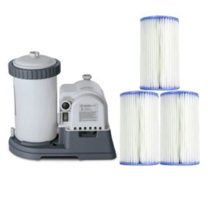 2500 GPH Swimming Pool Filter Pump + Replacement Filter Cartridge (3 Pack)