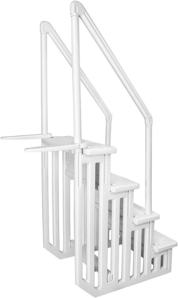 Deluxe Above-Ground Pool Ladder A-Frame Swimming Non-Sliip Step Ladder, White - Image 2