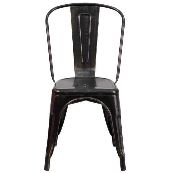 Flash Furniture Commercial Grade 4 Pack Black-Antique Gold Metal Indoor-Outdoor Stackable Chair - Image 16