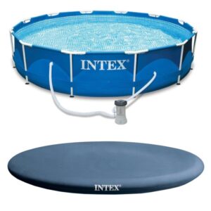 12  x 30  Metal Frame Round Swimming Pool w/ Filter Pump   13  Pool Cover