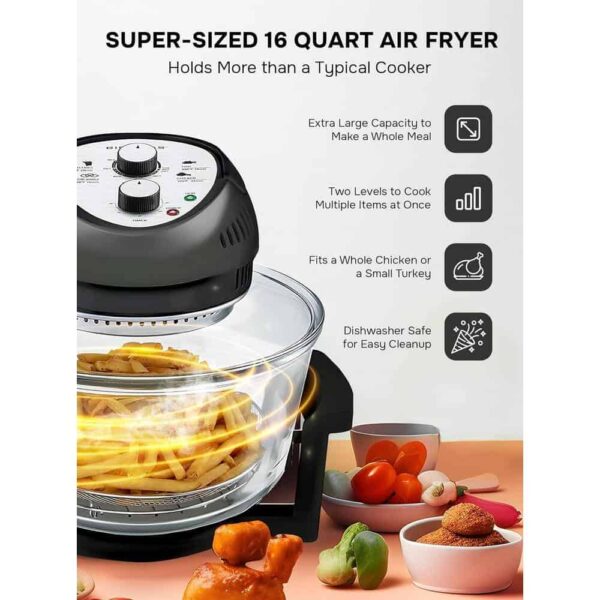 Big Boss 16 Qt. Black Oil-less Air Fryer with Built-In Timer - Image 12