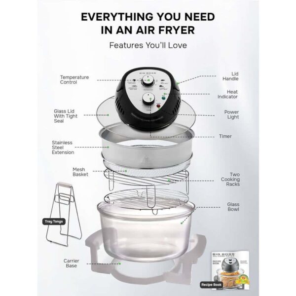 Big Boss 16 Qt. Black Oil-less Air Fryer with Built-In Timer - Image 8