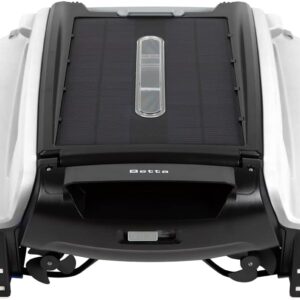 Solar Powered Automatic Robotic Pool Surface Skimmer Cleaner with 30-Hour Continuous Cleaning Battery Power and Re-Engineered Twin Salt Chlorine Tolerant Motors (Blue)