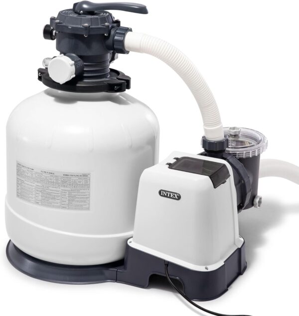 16 Inch 3,000 GPH Above Ground Pool Sand Filter Pump with Automatic Timer, GFCI, and 6 Function Control, Gray - Image 4
