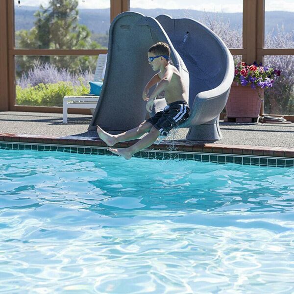 Cyclone Right Curve Swimming Pool Slide, Gray Granite - Image 3