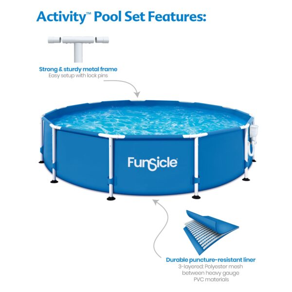 Funsicle 12ft x 30in Round Activity Above Ground Pool with SkimmerPlus Filter Pump, Age 6   up - Image 11