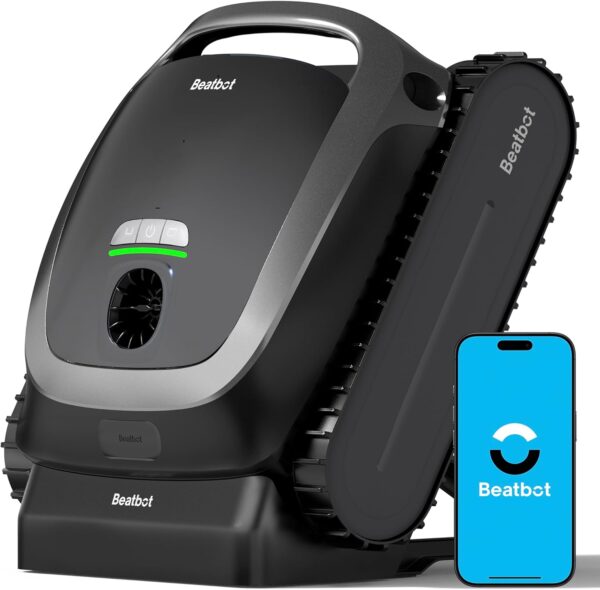 Cordless Robotic Pool Vacuum Cleaner - Intelligent Path Opimization, Cleans Floor, Walls, and Waterline - Suitable for Above & In-Ground Pools up to 2,260 sq.ft, Light Gray