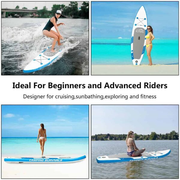Campingsurvivals 11  Inflatable Stand Up Paddle Board   Durable Lightweight with Stable Wide Stance, Blue/White - Image 20