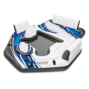 Blue Tropic Inflatable Lake Island Float with Cooler and Cupholders