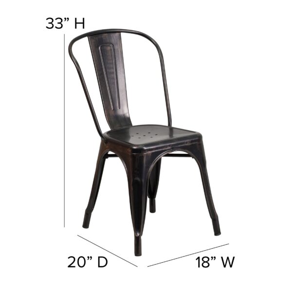 Flash Furniture Commercial Grade 4 Pack Black-Antique Gold Metal Indoor-Outdoor Stackable Chair - Image 19