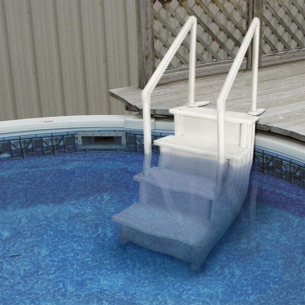 Ground Anti-Slip Pool Steps to Deck | Safety Swimming Pool Ladder | Designed for Above Ground Swimming Pools | Holds Up to 400 Pounds | White - Image 2