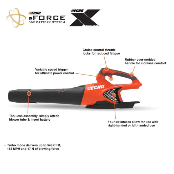 eFORCE 56V 151 MPH 526 CFM Cordless Battery Blower with 2.5Ah Battery and Charger - Image 14