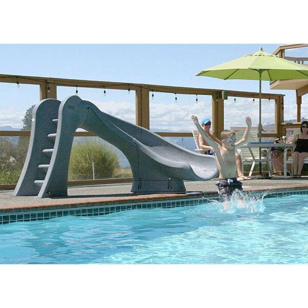 Cyclone Right Curve Swimming Pool Slide, Gray Granite - Image 2