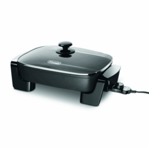 De Longhi Electric Skillet with Tempered Glass Lid, 16  X 12 , Black