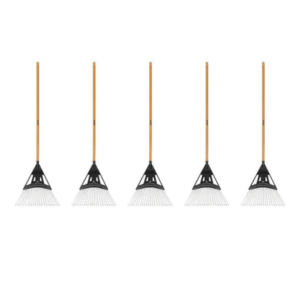Anvil 5-Piece 47 in. L Wood Handle 20 in. Poly Steel Leaf Rake Garden Tool Set