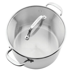 3-Ply Base Stainless Steel Stockpot with Lid, 8-Quart, Brushed Stainless Steel