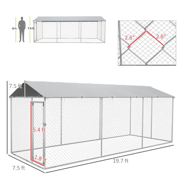 PawHut 19.7′ x 7.5′ x 7.5′ Outdoor Dog Kennel W/ Waterproof Roof - Image 7