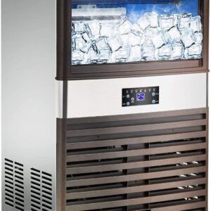 YUTGMasst Commercial Ice – 110LBS/24H Stainless Steel Free-Standing Ice Machine Maker Air Cooling Ice