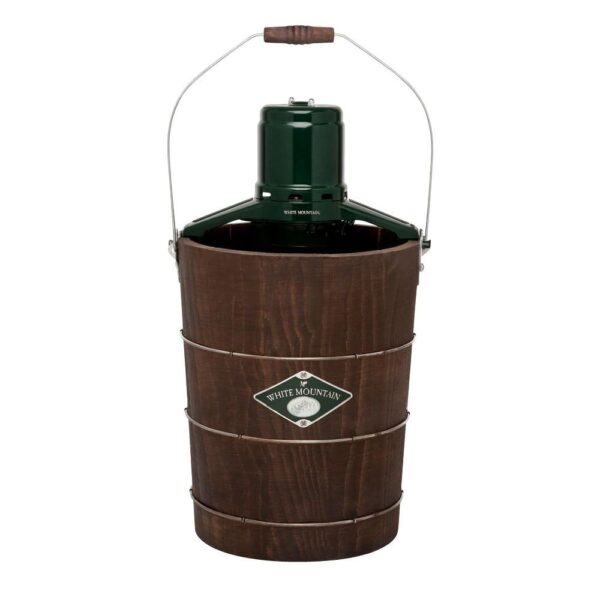 White Mountain 6 Qt. Green and Brown Electric Ice Cream Maker - Image 2