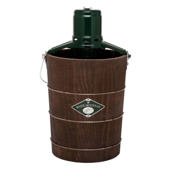 White Mountain 6 Qt. Green and Brown Electric Ice Cream Maker - Image 7