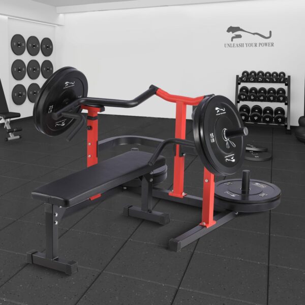 Chest Press Machine, 1050LBS Capacity, Independent Converging Arms, Weight Bench Press with Adjustable Flat Bench for Upper Body Workouts, Red - Image 11