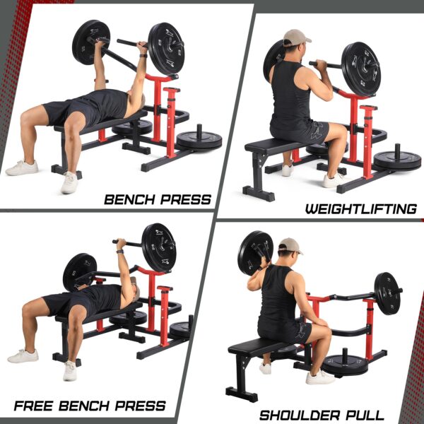 Chest Press Machine, 1050LBS Capacity, Independent Converging Arms, Weight Bench Press with Adjustable Flat Bench for Upper Body Workouts, Red - Image 15