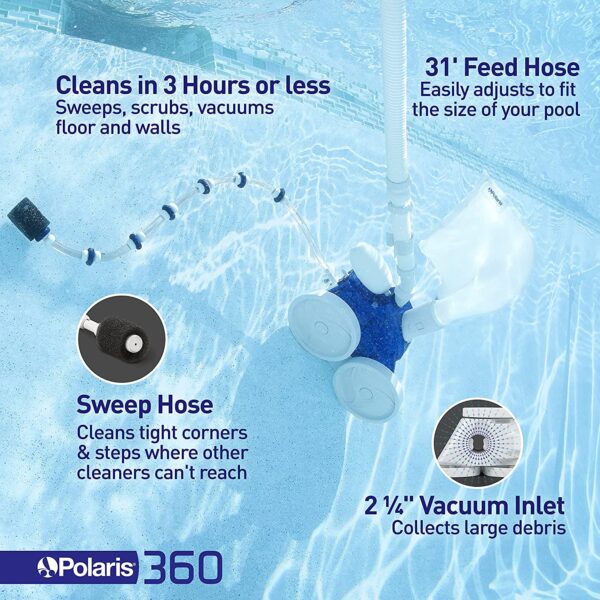 Polaris Vac-Sweep 360 Pressure Inground Pool Cleaner, Triple Jet Powered - Image 3