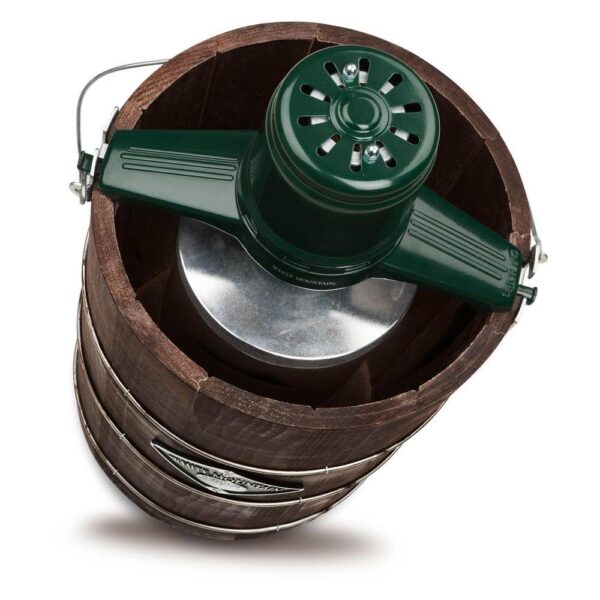 White Mountain 6 Qt. Green and Brown Electric Ice Cream Maker - Image 6