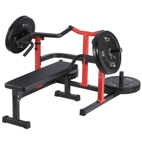 Chest Press Machine, 1050LBS Capacity, Independent Converging Arms, Weight Bench Press with Adjustable Flat Bench for Upper Body Workouts, Red - Image 10